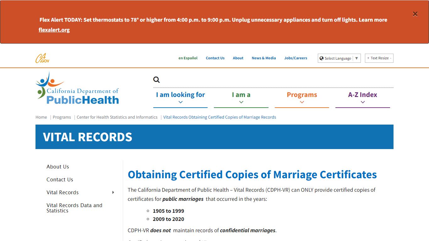 Vital Records Obtaining Certified Copies of Marriage Records - California